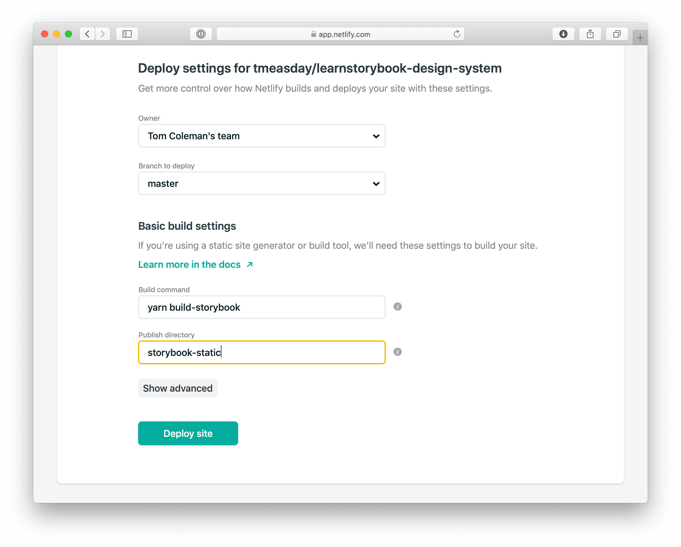 Configurar a primeira implementação no Netlify